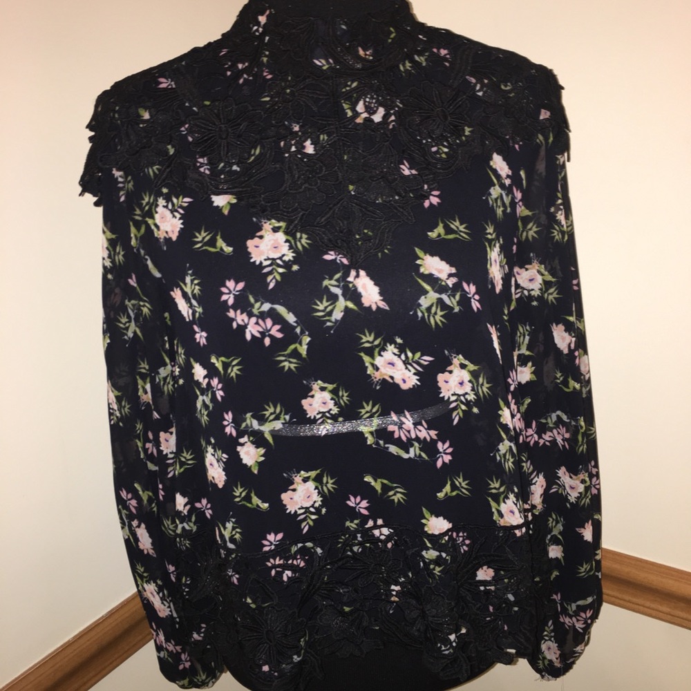 Zara Sheer lace printed blouse